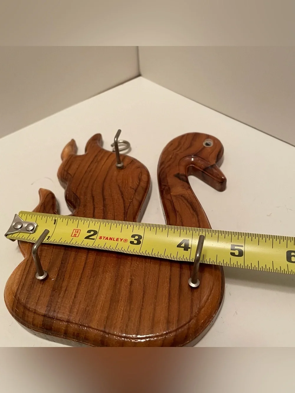 Vintage Wooden Swan Key Rack Cottage Core Retro